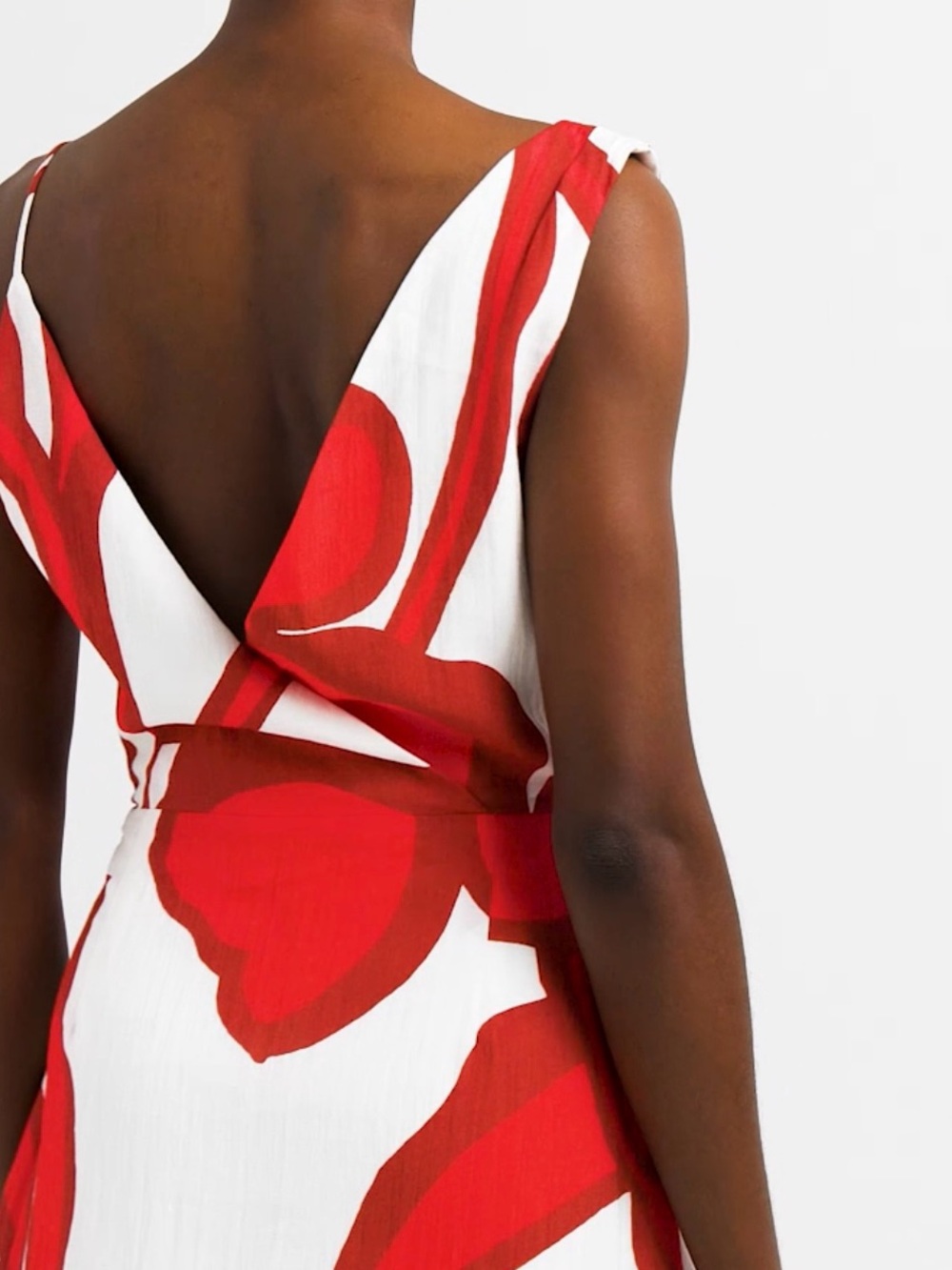 White House Black Market Asymmetric Red and White Floral Wrap Maxi Dress - Picture 3 of 16